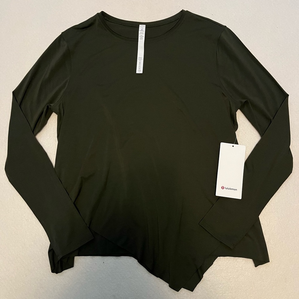 Lululemon Sweetest Day Long Sleeve *Tencel Dark Olive Sz 10 - Picture 2 of 7